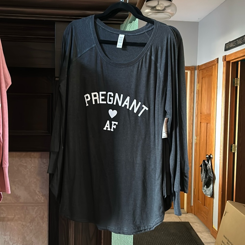 Pregnant AF Black Long Sleeve tee